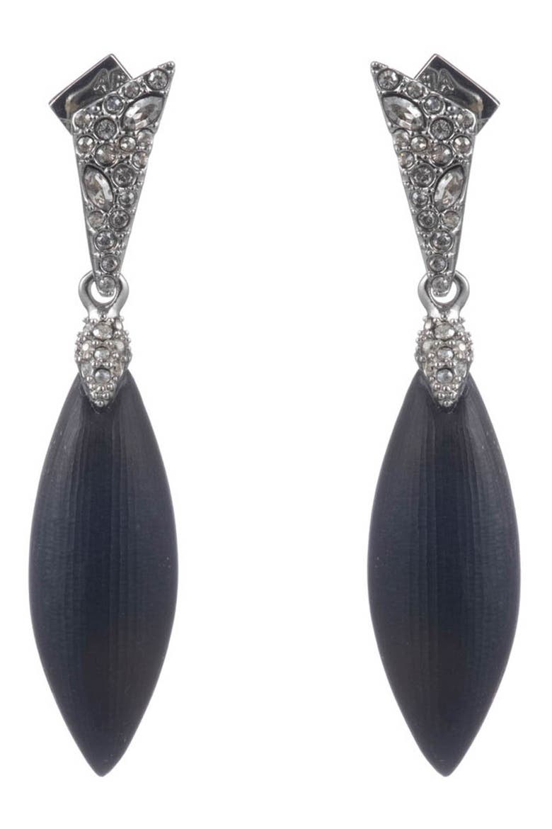 Crystal Encrusted Drop Earrings, Main, color, BLACK