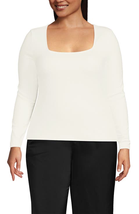 Long Sleeve Rib Square Neck Tee