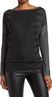 GO COUTURE Printed Boatneck Sweater