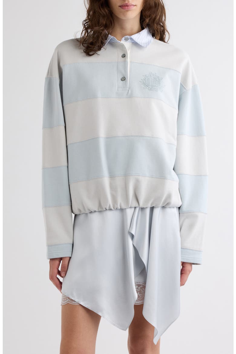 Stripe Polo Sweatshirt, Main, color, LIGHT BLUE/ GREY