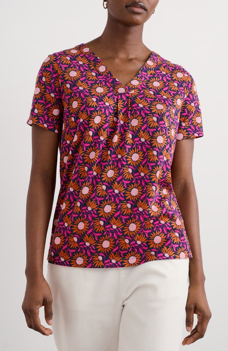 Seasalt Cornwall Barnoon Print Short Sleeve Shirt, Main, color, Bold Sunflower Maritime
