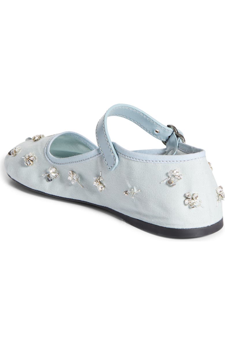 Miu Miu Crystal Embellished Canvas Mary Jane Ballet Flat, Alternate, color,