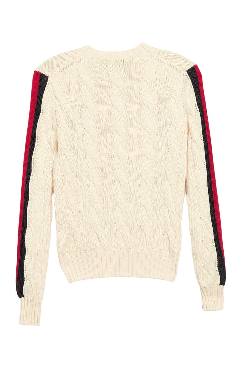 Polo Ralph Lauren Stripe Sleeve Cable Knit Cotton Sweater, Alternate, color, 