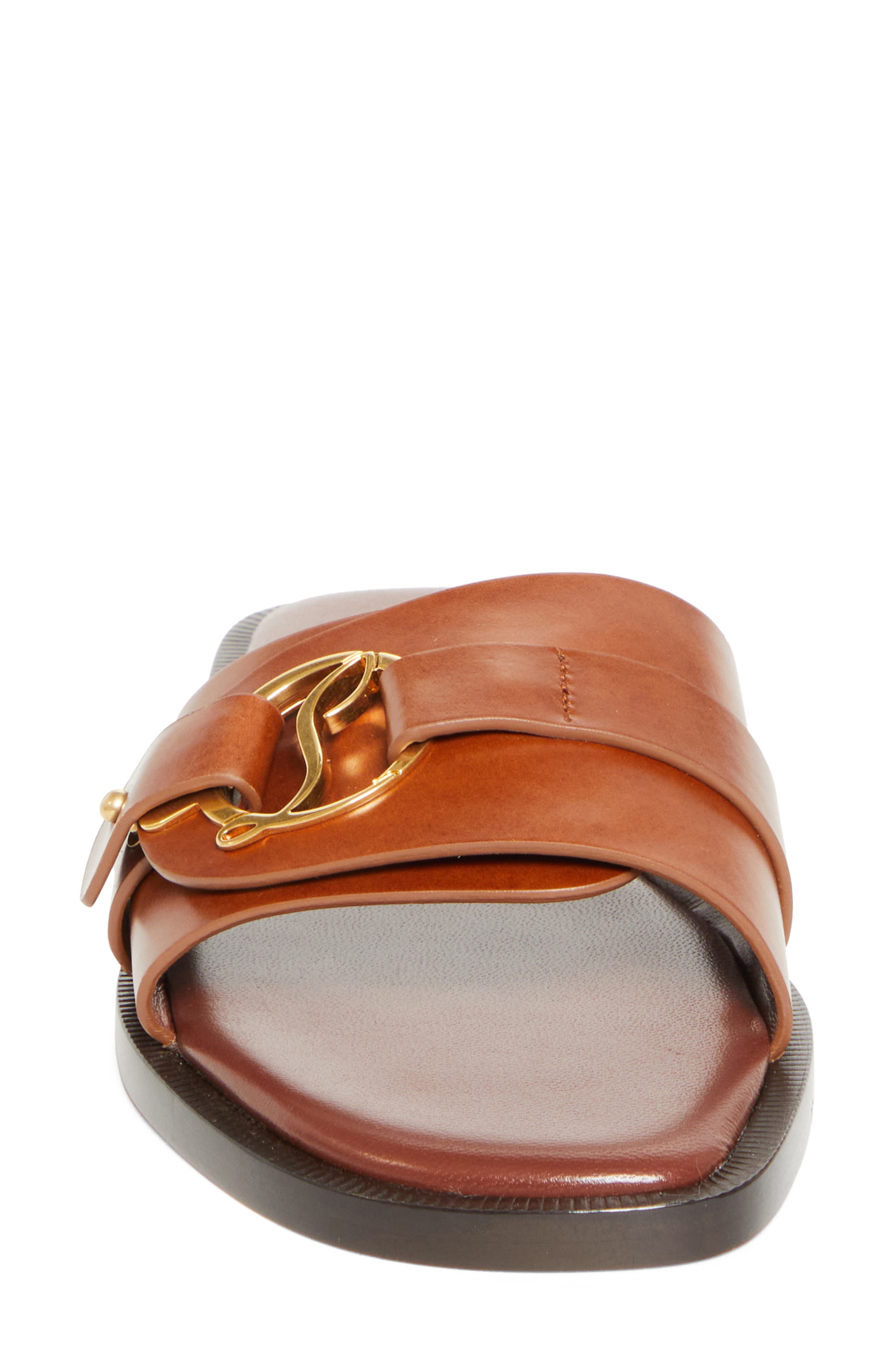 Her in Roma Mule Flat, Alternate, color, DARK CARMINE/ LIN COGNAC