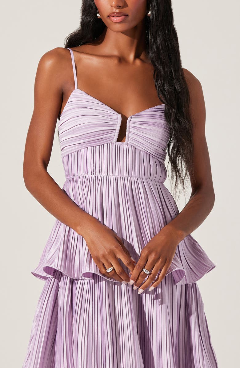 ASTR the Label Lupin Plissé Sleeveles Tiered Maxi Dress, Alternate, color, Lilac