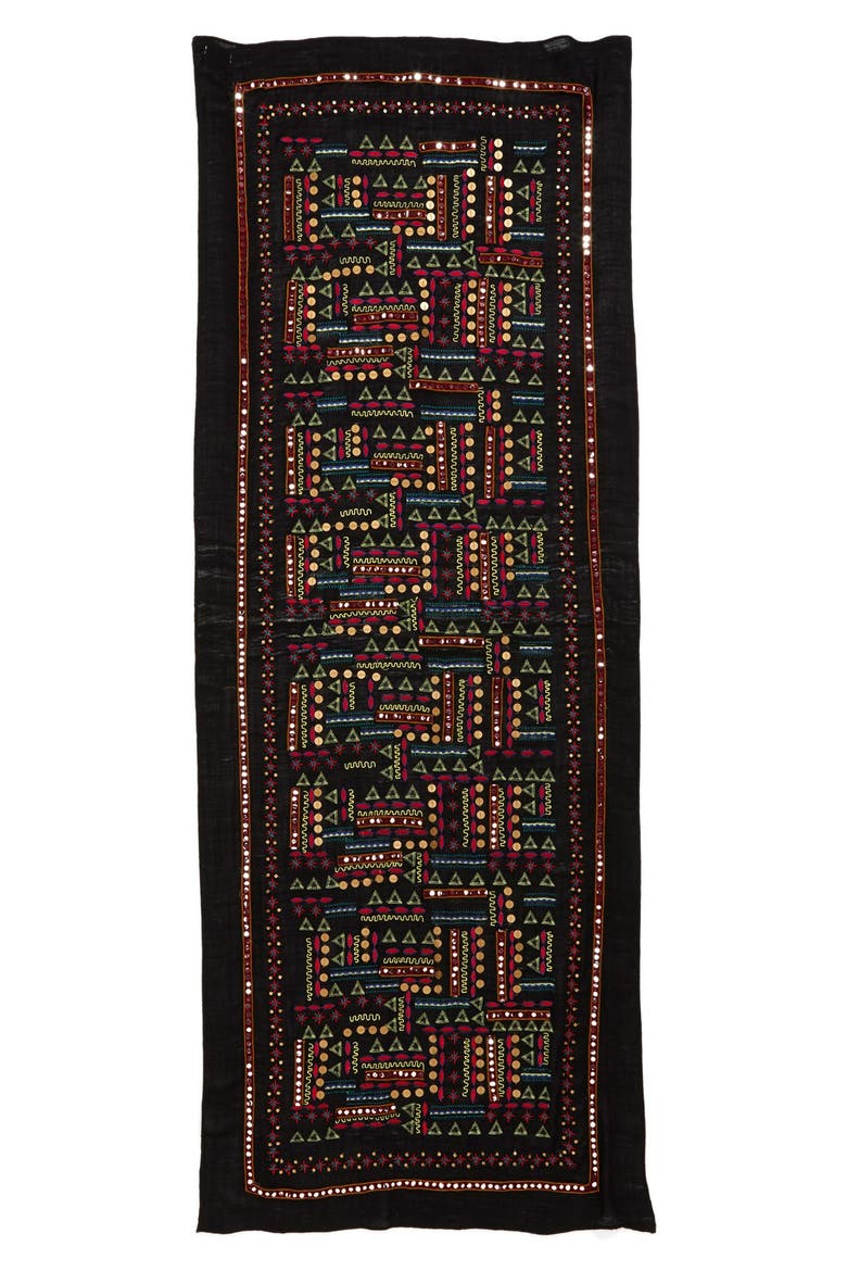 Embellished Scarf, Main, color, BLACK