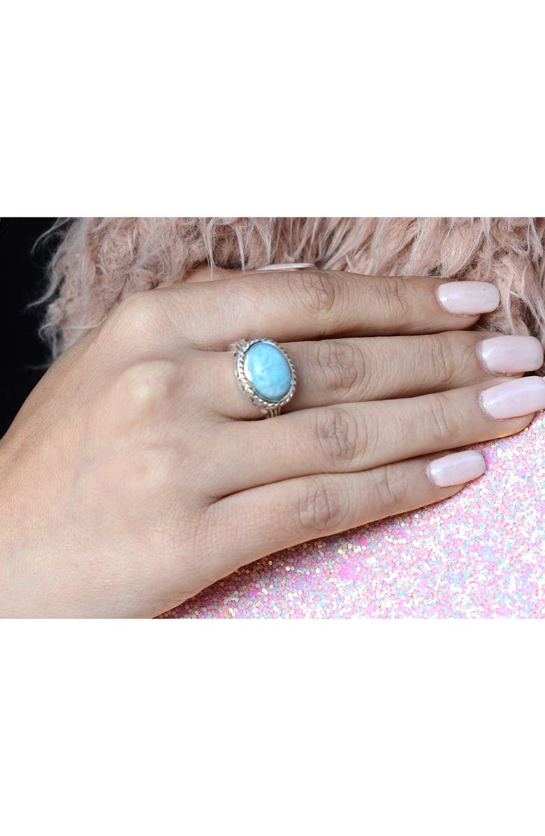 NITYA Sterling Silver Brass Larimar Ring, Alternate, color, 