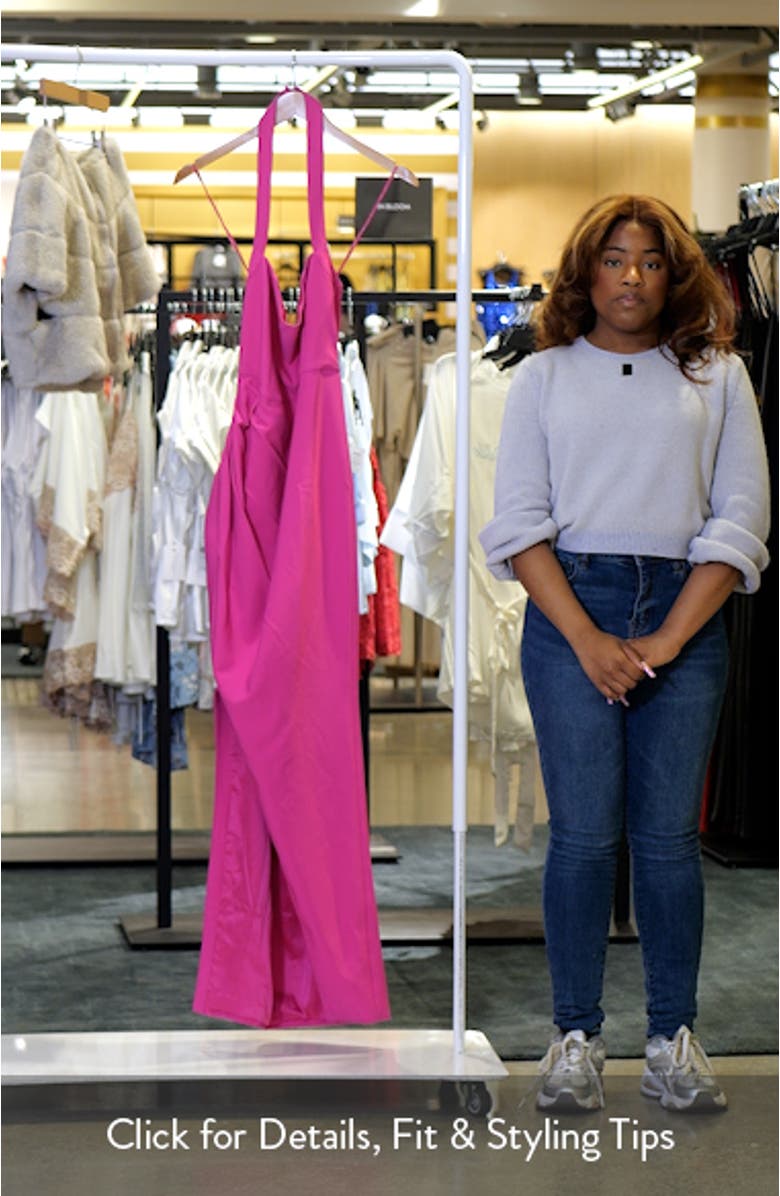 Halter Side Ruched Column Gown, sales video thumbnail