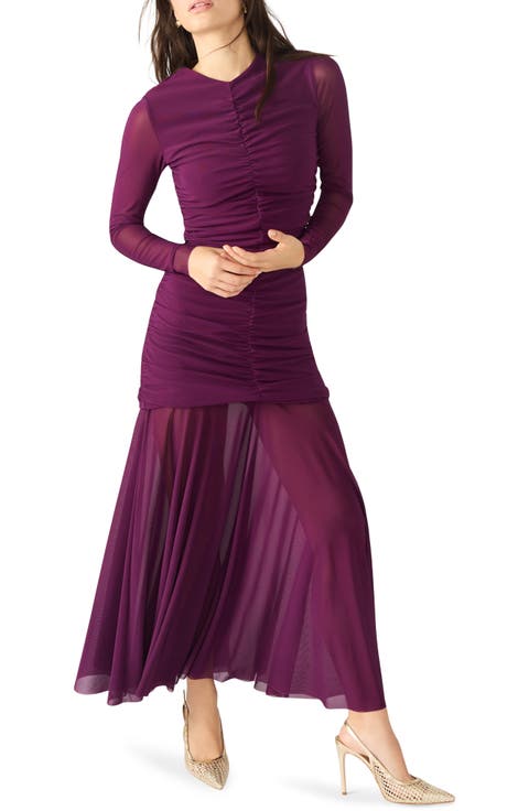 Kiara Ruched Long Sleeve Maxi Dress