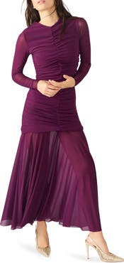 Steve Madden Kiara Ruched Long Sleeve Maxi Dress