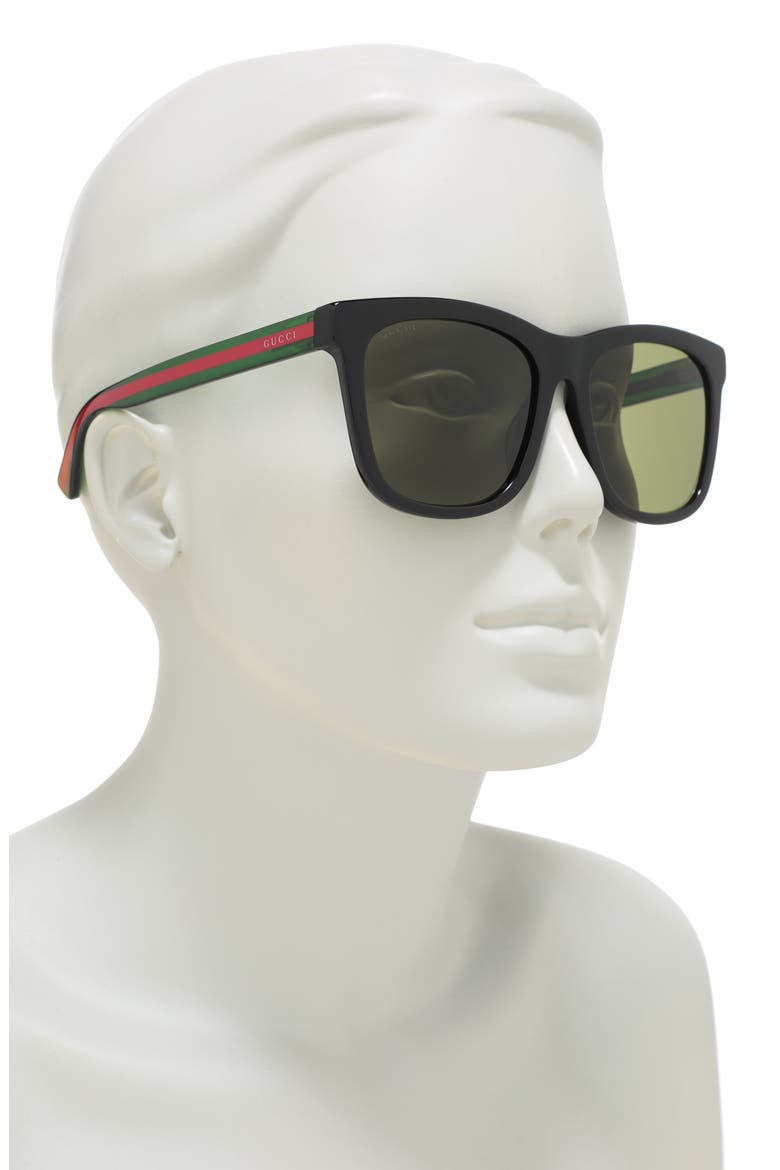 56mm Square Sunglasses, Alternate, color, BLACK GREEN GREEN