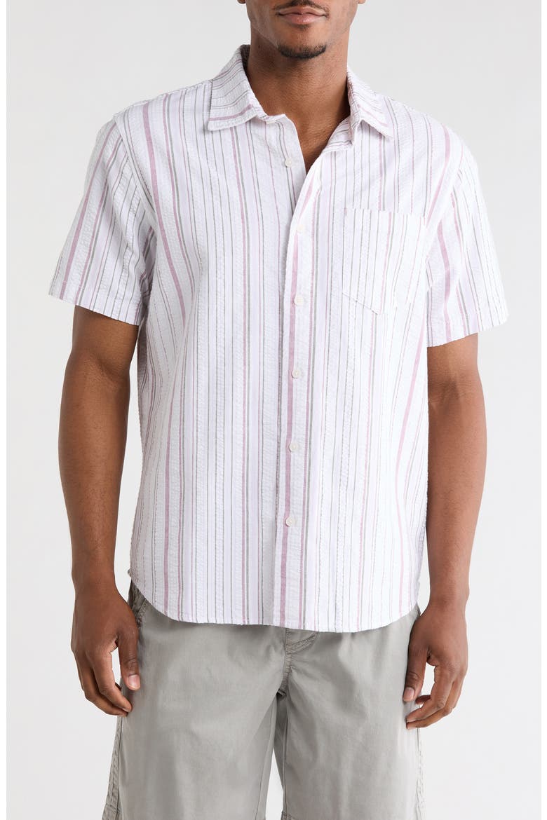 Valencia Short Sleeve Button-Up Shirt, Main, color, THISTLE