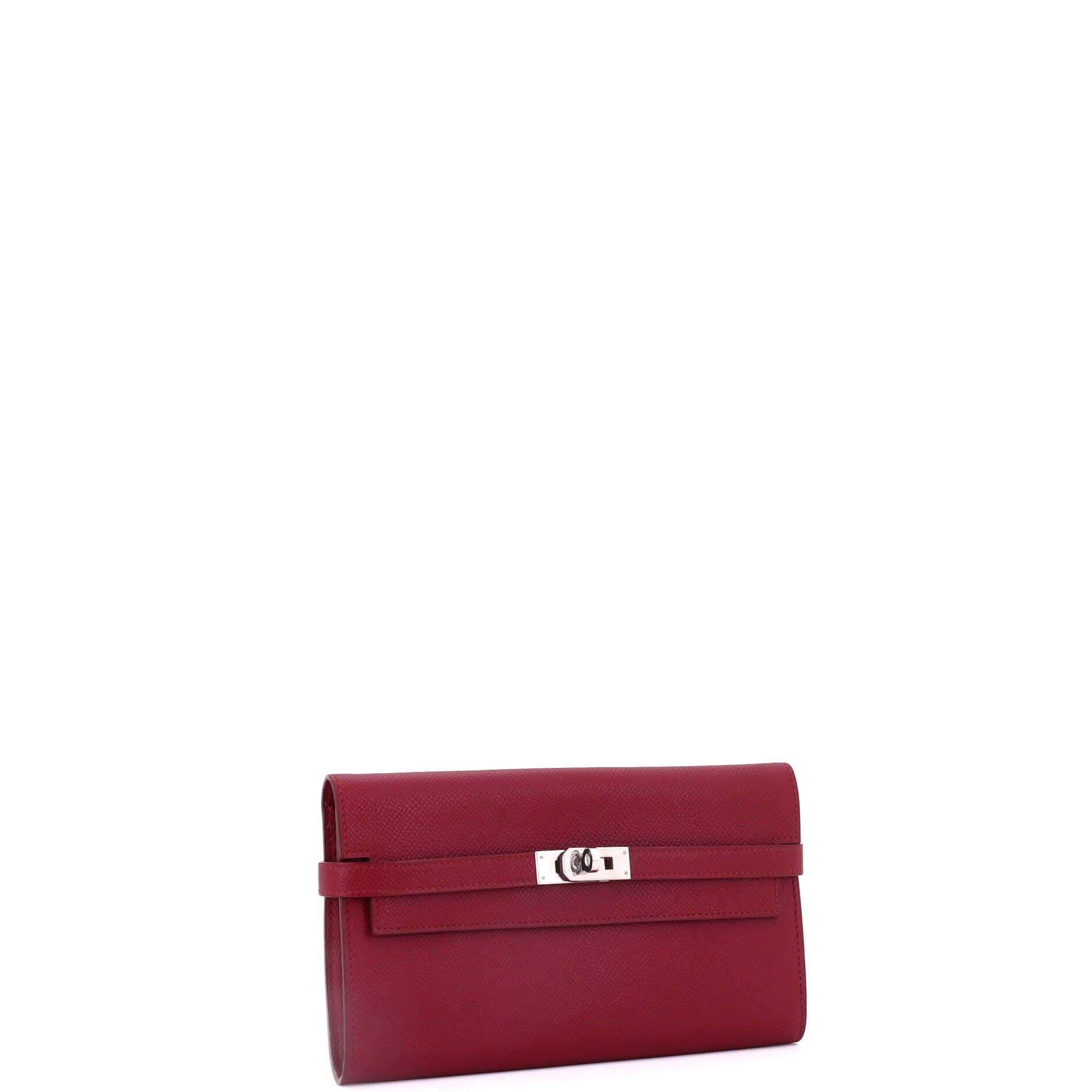 Pre-Owned Hermes Kelly Wallet Epsom Long, Alternate, color, Rubis