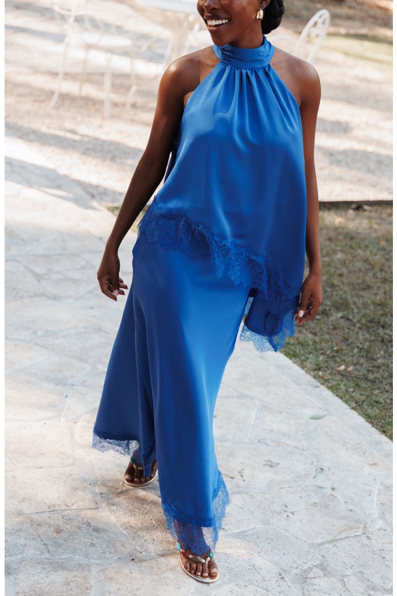 Zarni Lace Trim Maxi Skirt, Alternate, color, LAPIS BLUE