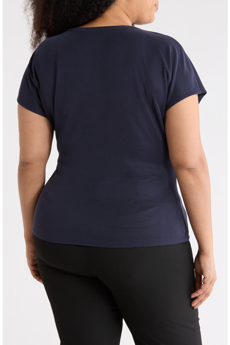 Short Sleeve Tie Detail Top, Alternate, color, NAVY NIGHT