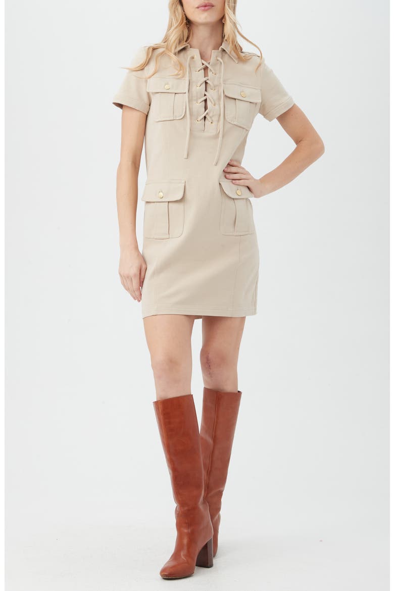 Cove Short Sleeve Utility Dress, Main, color, SAHARA STONE