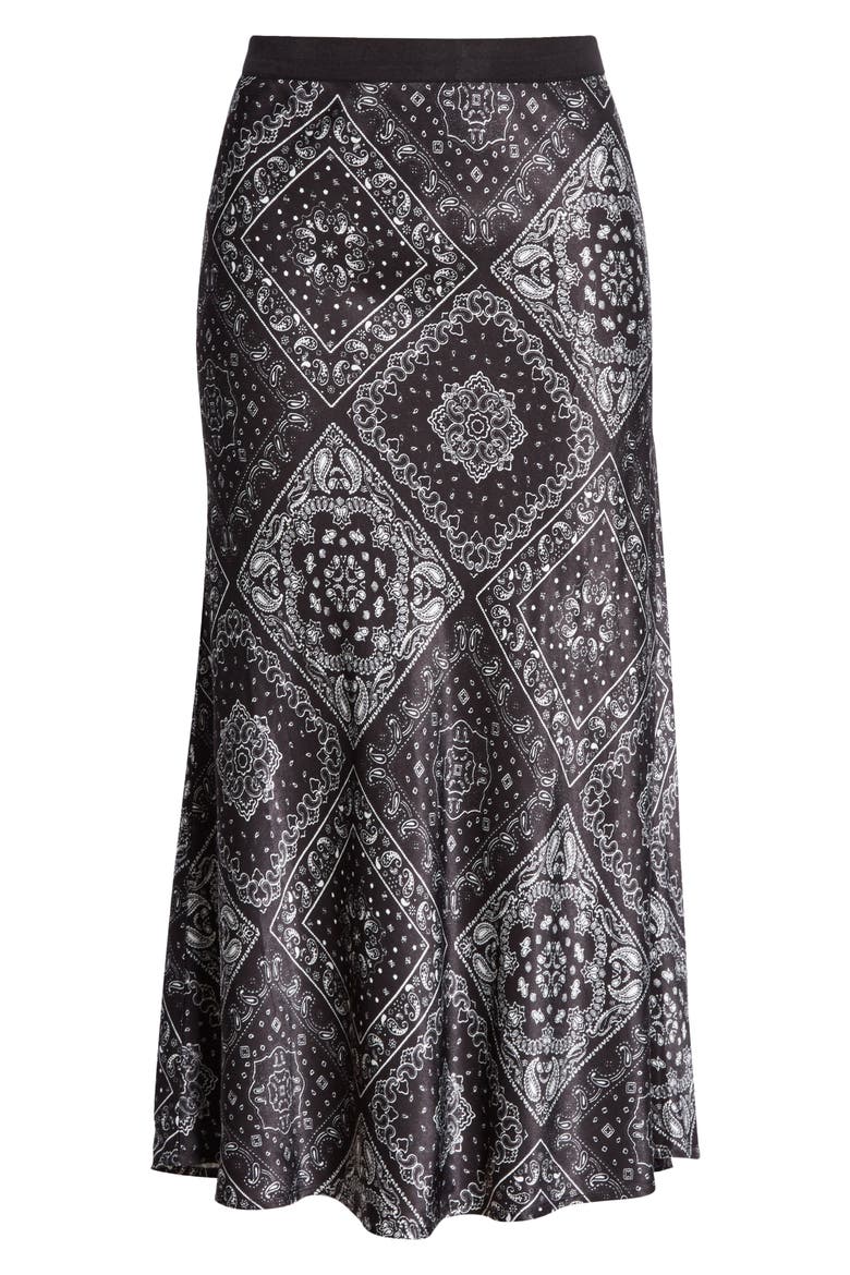 Berlin Satin Midi Skirt, Alternate, color, MIDNIGHT BANDANA