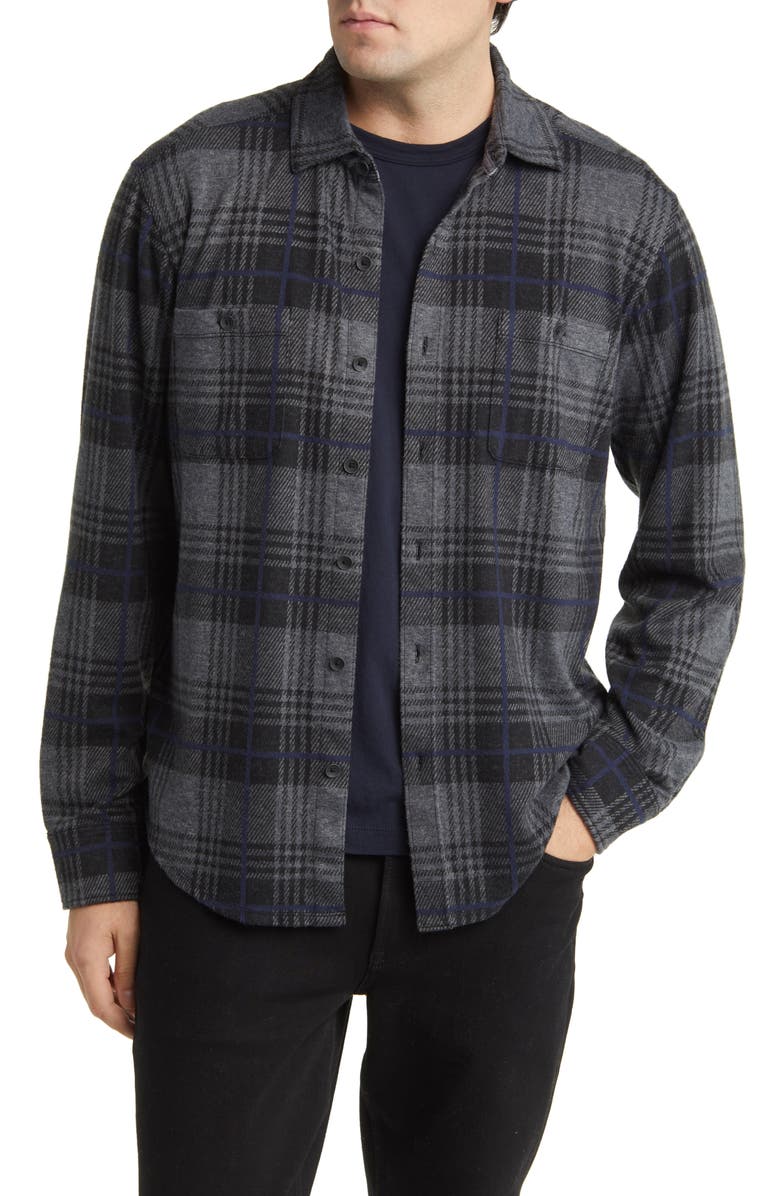 Tommy Bahama Fireside Huntington Plaid Stretch Flannel Button-Up Shirt, Alternate, color, 
