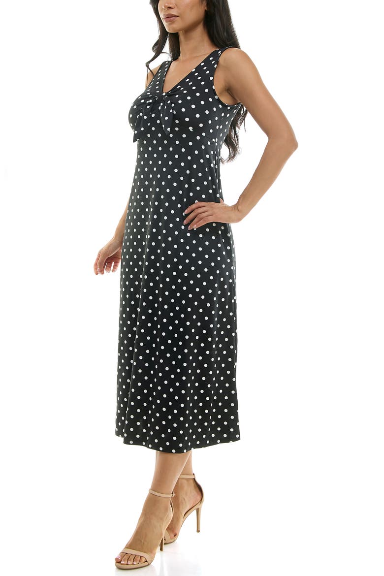 Tie Front Sleeveless Midi Dress, Alternate, color, BLACK/ IVORY