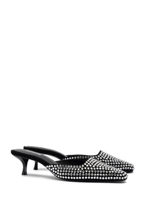 Larroude Amal Crystal Mule In Black/crystal