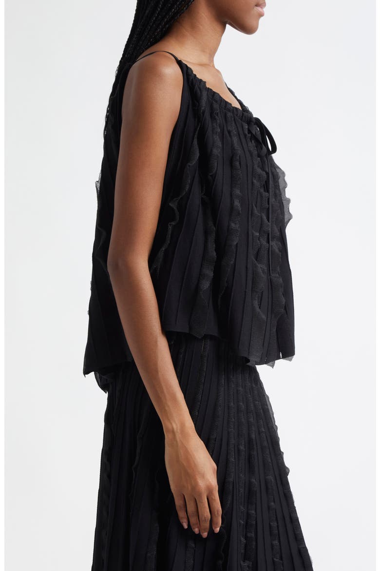 Pleated Mixed Media Tank, Alternate, color, BLACK