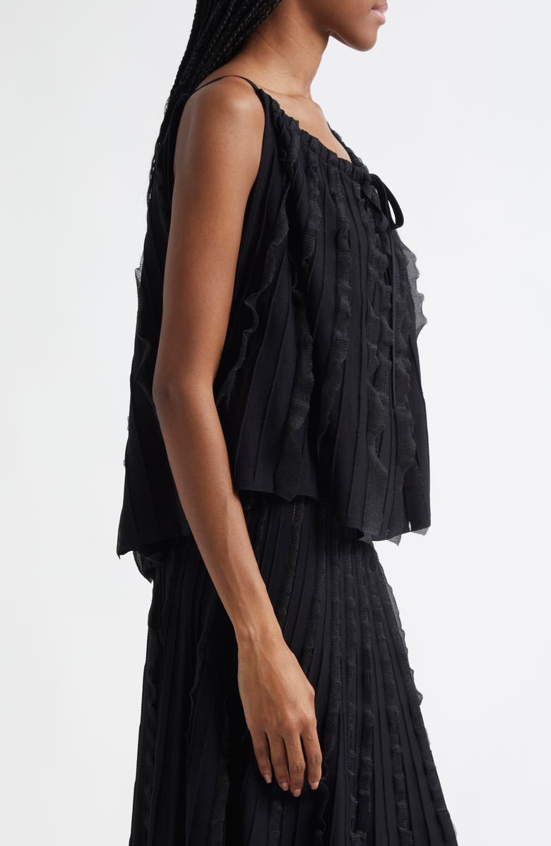 Emporio Armani Pleated Mixed Media Tank, Alternate, color, Black