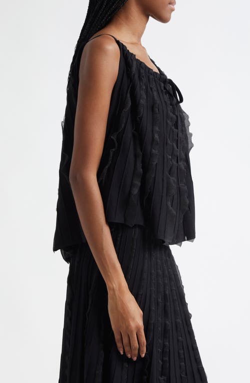 Emporio Armani Pleated Mixed Media Tank In Black