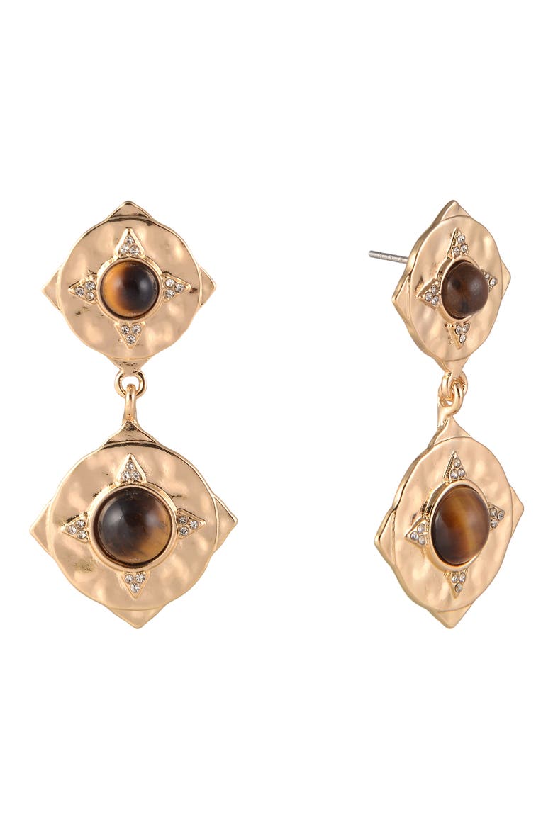 Double Drop Earrings, Alternate, color, BROWN