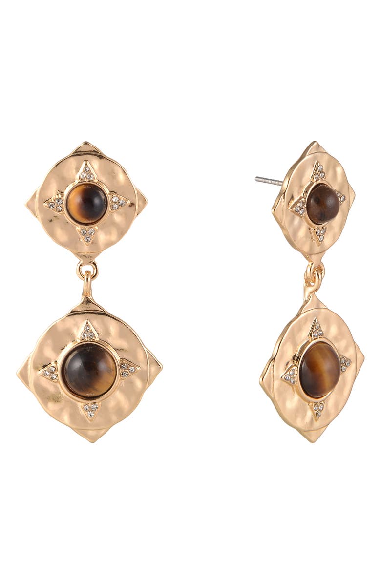 Rachel Roy Double Drop Earrings, Alternate, color, Brown