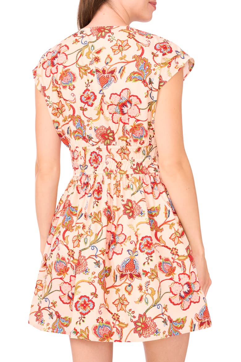 Cap Sleeve Minidress, Alternate, color, IVORY/POPPY RED