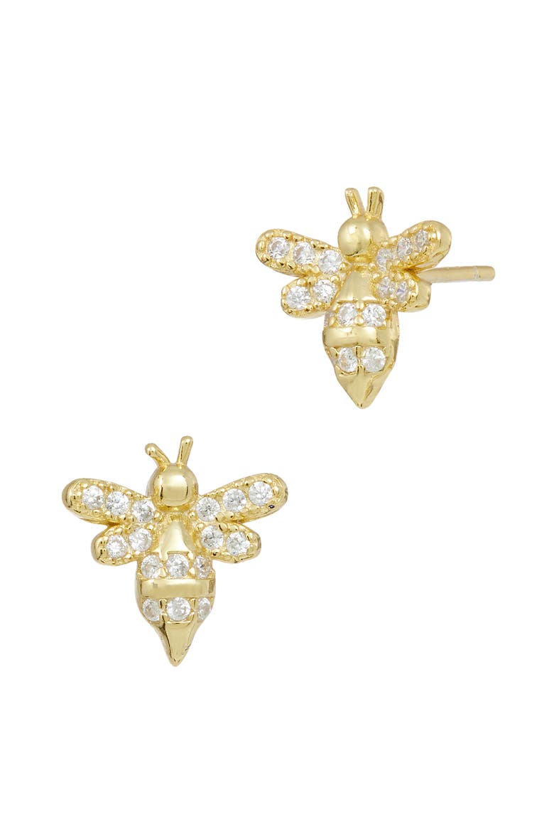CZ Mini Bee Stud Earrings, Main, color, GOLD