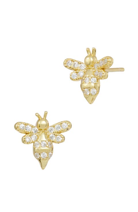 CZ Mini Bee Stud Earrings