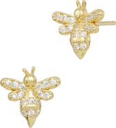 SAVVY CIE JEWELS CZ Mini Bee Stud Earrings