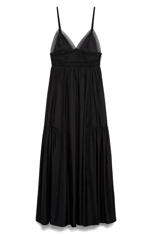 Mango Lace Trim Tiered Maxi Sundress In Black