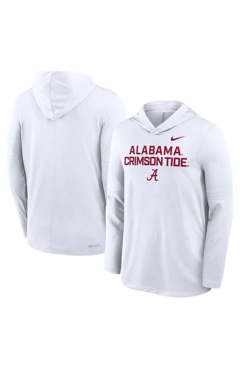 Nike Men's Nike White Alabama Crimson Tide 2025 Sideline Performance Long Sleeve Hoodie T-Shirt, Alternate, color, White