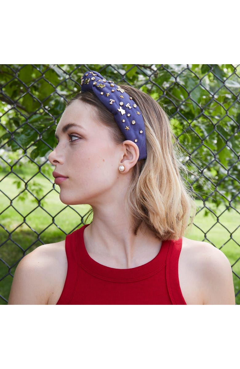 Lele Sadoughi MLB Texas Rangers Embellished Headband, Alternate, color, Navy 400