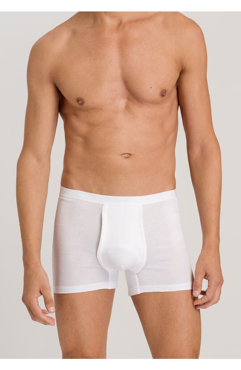 Hanro Cotton Pure Cotton Boxer Brief With Fly, Alternate, color, White