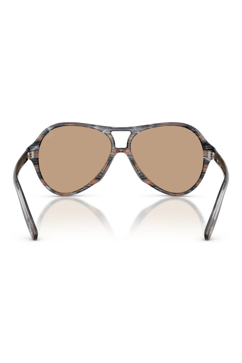 57mm Pilot Sunglasses, Alternate, color, STRIATED GREY / LIGHT BROWN
