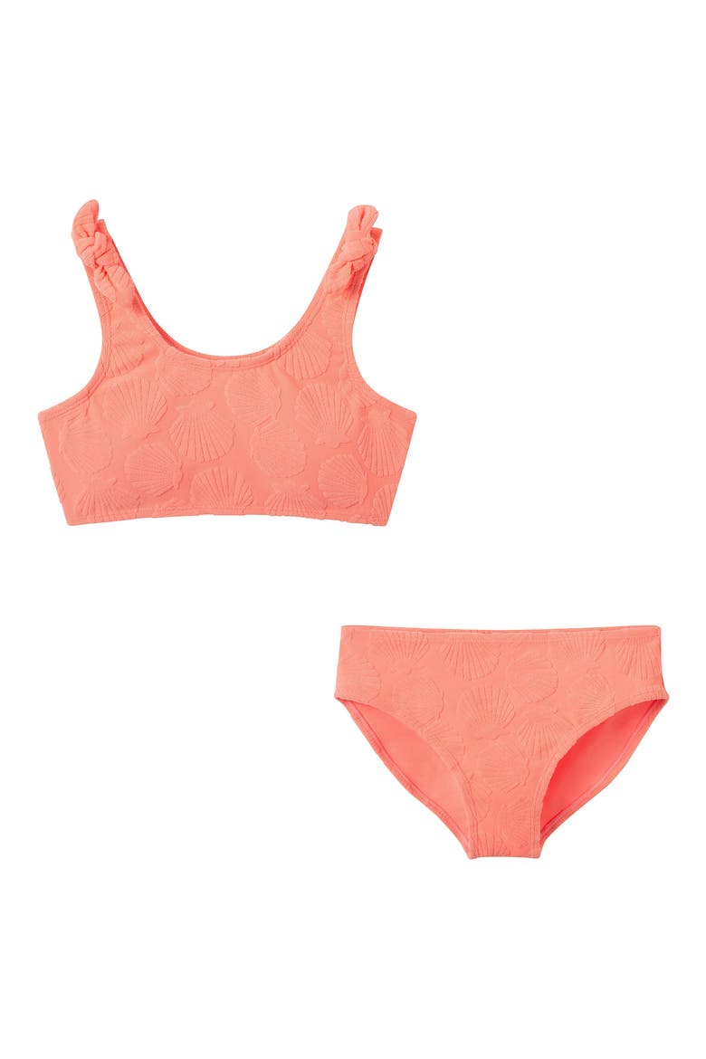 Kids' Shell Jacquard Two-Piece Swimsuit, Main, color, ORANGE