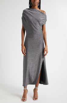 Chet Rocker Metallic One-Shoulder Maxi Dress