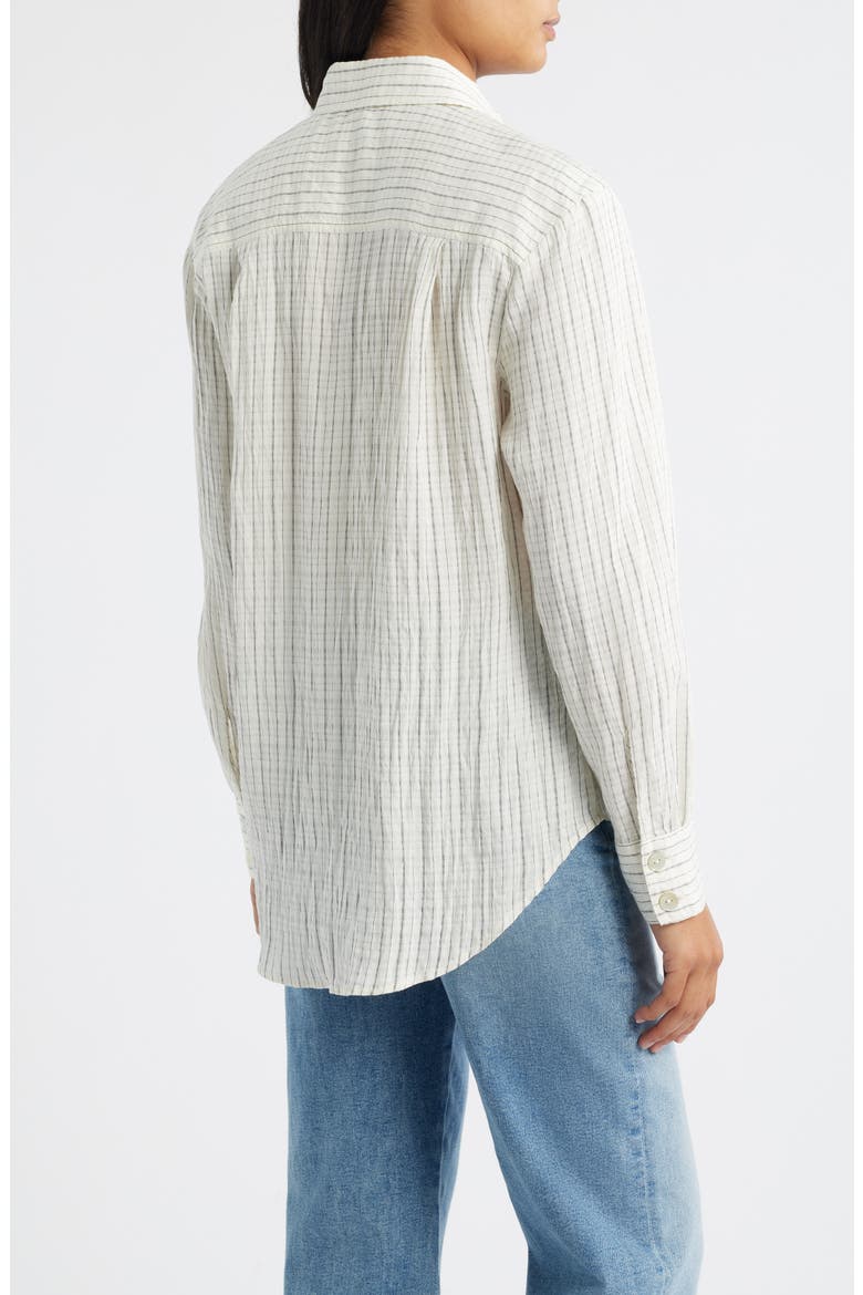 Stripe Boyfriend Shirt, Alternate, color, ECRU/ BLACK PINSTRIPE