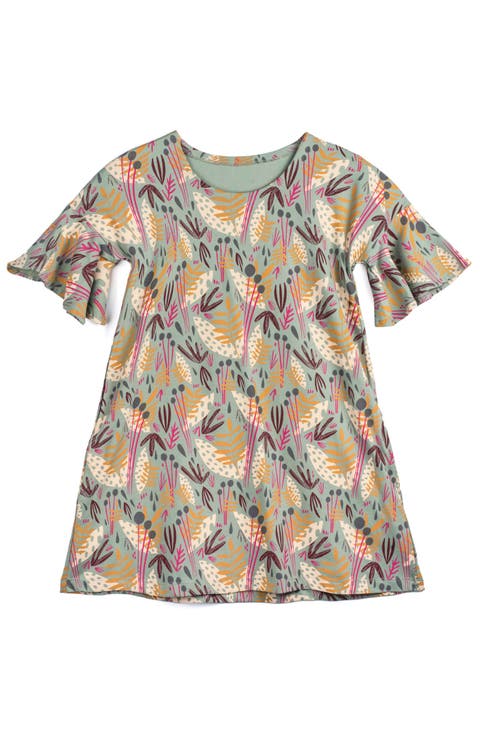 Organic Cotton Flutter Sleeve Cascade Dress