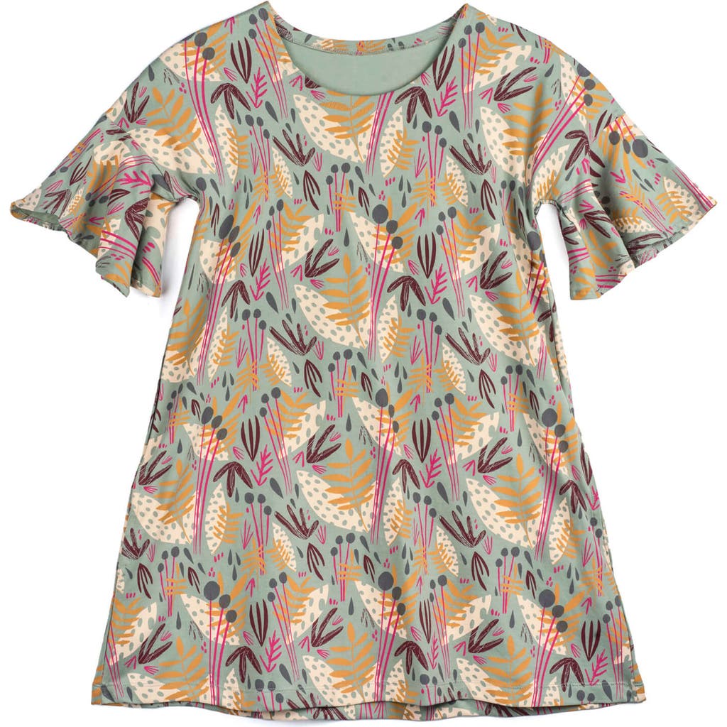 Shop Mightly Organic Cotton Flutter Sleeve Cascade Dress In Whimsy