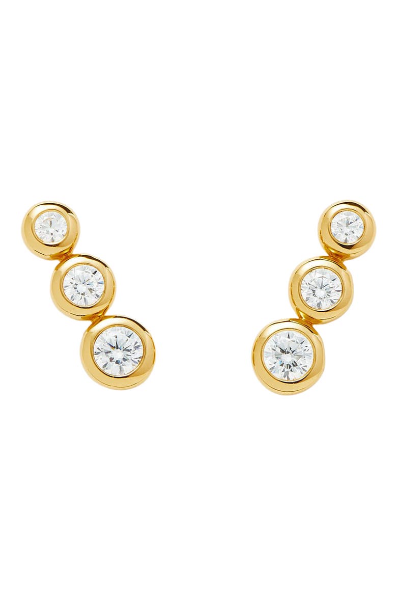 Triple Cubic Zirconia Stud Earrings, Main, color, GOLD