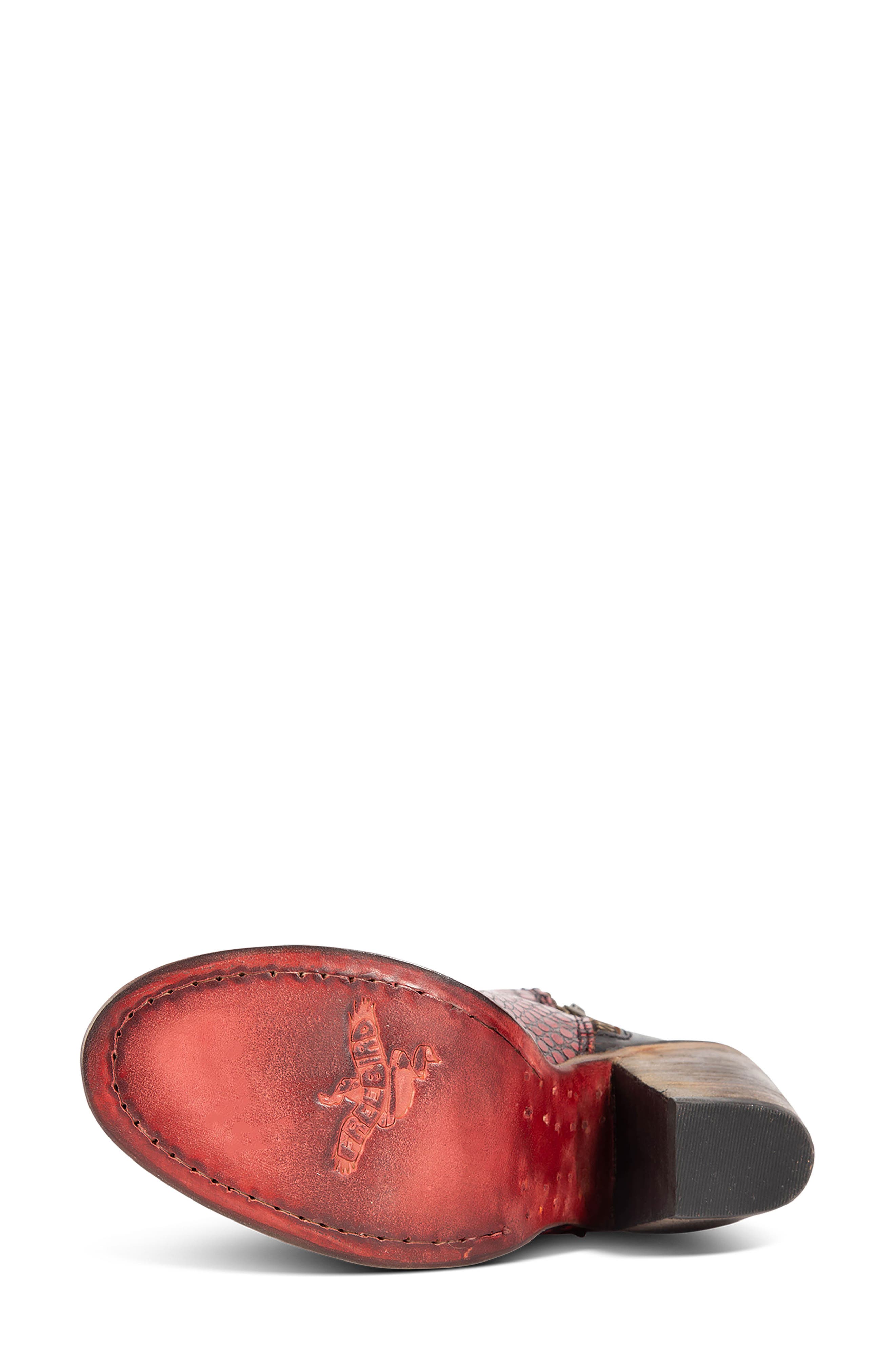 Detroit Croc Embossed Leather Bootie, Alternate, color, RED CROCO