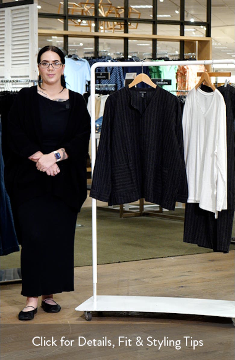 Stripe Mandarin Collar Shirt Jacket, sales video thumbnail