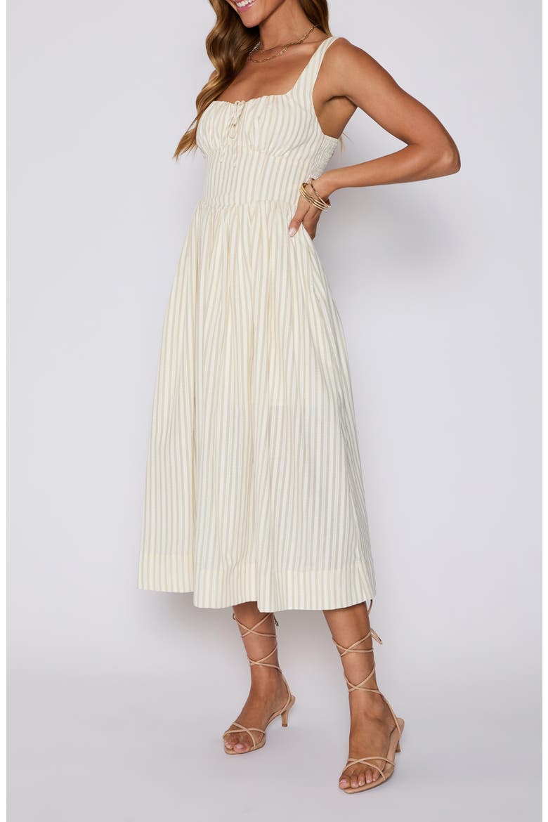Callie Fit & Flare Milkmaid Sundress (Nordstrom Exclusive), Alternate, color, BISCOTTI