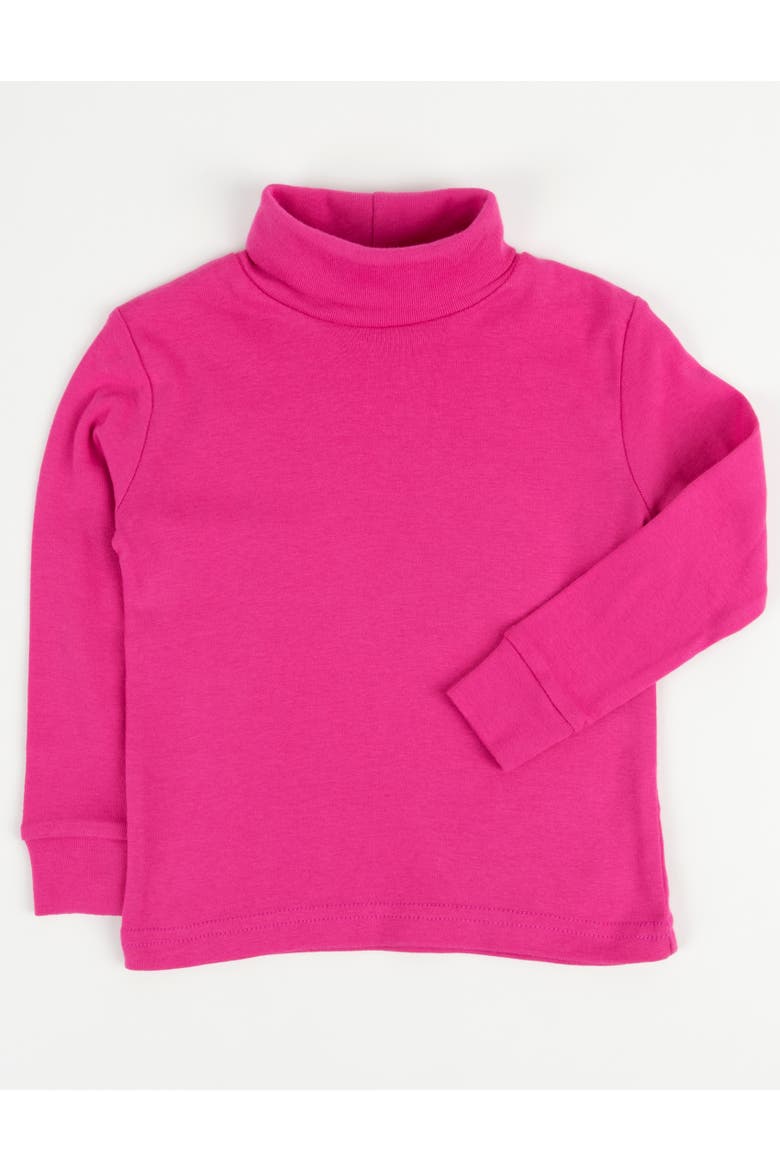 Kids Long Sleeve Cotton Turtleneck Shirt, Alternate, color, Hot Pink