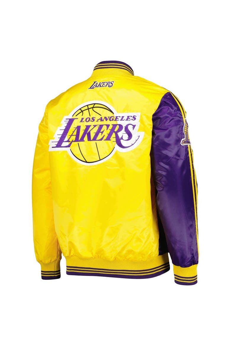 Men's Starter Purple/Gold Los Angeles Lakers Fast Break Satin Full-Snap Jacket, Alternate, color, Purple