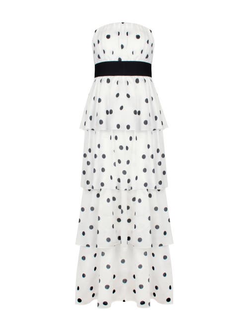 Ro&zo Womens Claudia Polka-dot Tiered Cotton And Linen-blend Maxi Dress Black In White